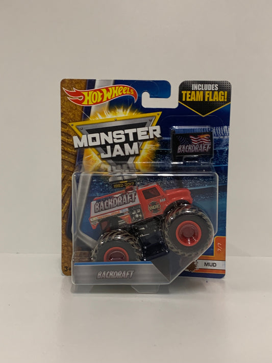 Backdraft 1:64 w/Team Flag , Hot Wheels/Monster Jam