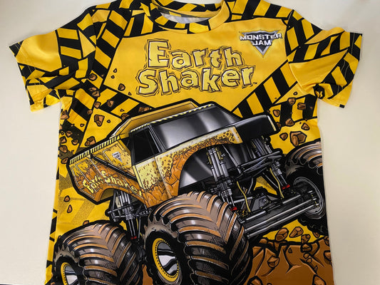 Monster Jam, Earth Shaker,T-Shirt (Yellow, 100% Polyester)