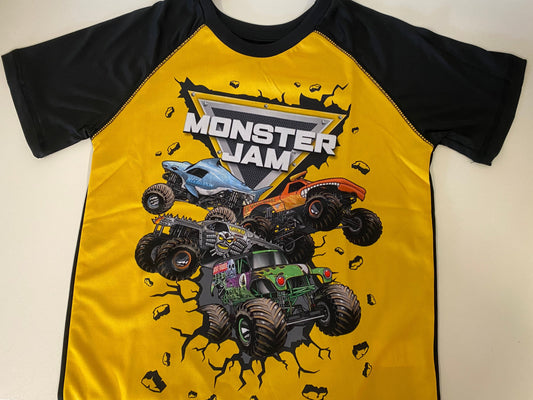 Monster Jam,T-Shirt, (Yellow, 100% Polyester)